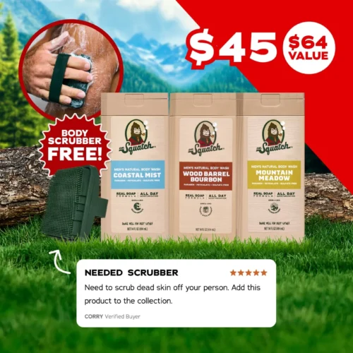 3-Pack Body Wash + FREE Body Scrubber